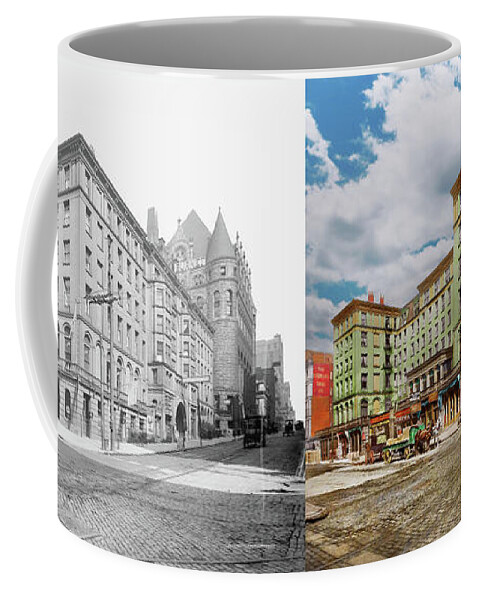 Cincinnati Coffee Mug featuring the photograph City - Cincinnati, OH - The Burnet House 1908 - Side by Side by Mike Savad