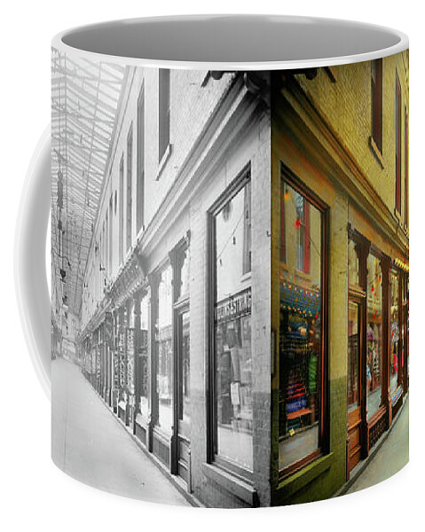 Cincinnati Coffee Mug featuring the photograph City - Cincinnati, OH - The Emery Arcade 1905 - Side by Side by Mike Savad
