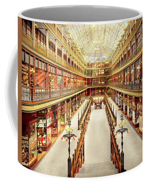 Ohio Coffee Mug featuring the photograph City - Cleveland, OH - The Cleveland Arcade 1901 by Mike Savad