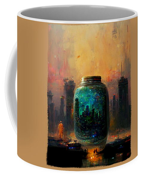 City Coffee Mug featuring the digital art City in a Jar by Nikki Marie Smith