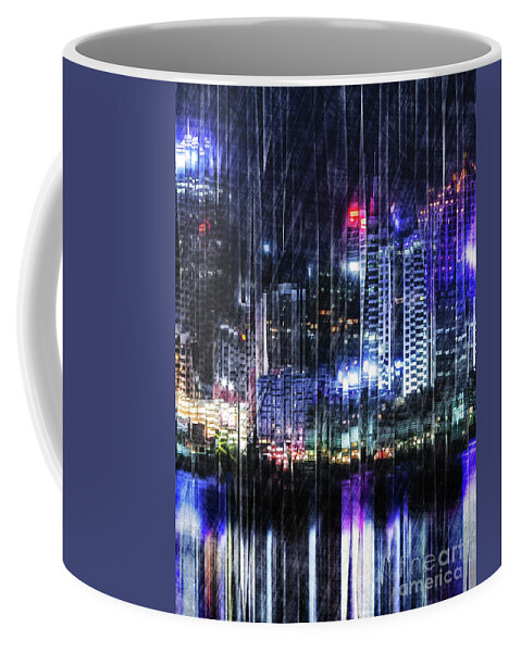 City Coffee Mug featuring the digital art City Light Reflections by Phil Perkins