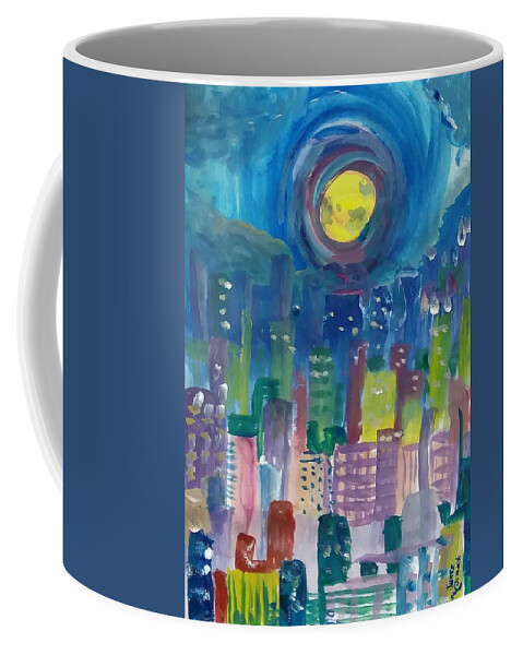 City Coffee Mug featuring the painting City Moon by James McCormack