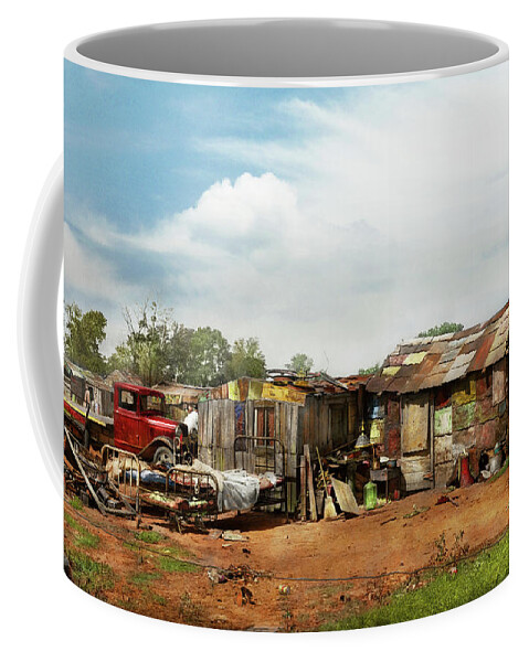 Oklahoma Coffee Mug featuring the photograph City - Oklahoma City OK - Hooverville 1939 by Mike Savad