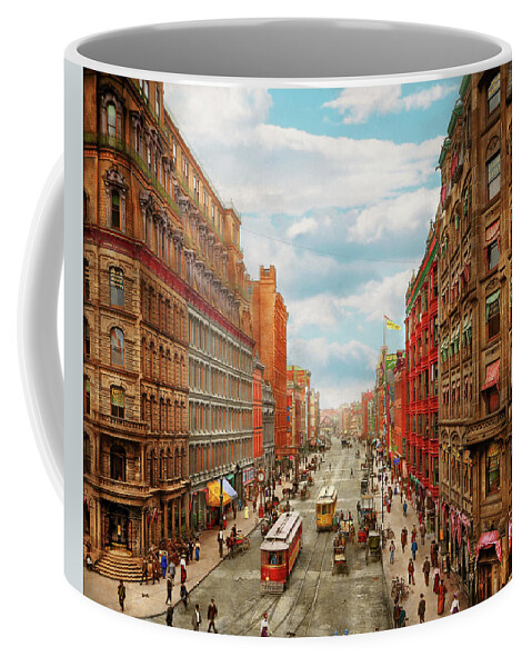 Rochester Coffee Mug featuring the photograph City - Rochester NY - Downtown Rochester 1904 by Mike Savad