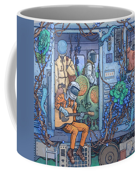 Digital Art Coffee Mug featuring the digital art City Train by EvanArt - Evan Miller