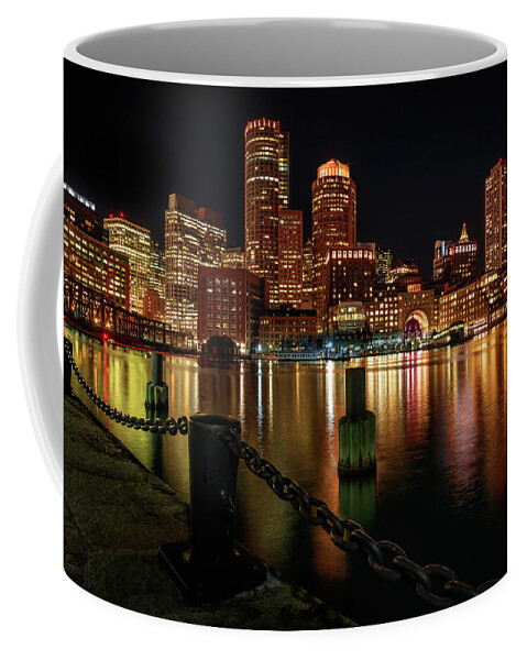 New England.night Coffee Mug featuring the photograph City with a Soul- Boston Harbor by Tim Bryan