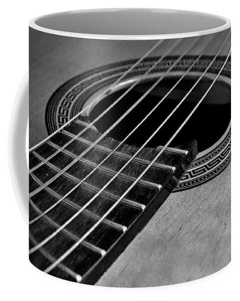 Classic Guitar Coffee Mug featuring the photograph Classic Guitar in Monochrome by Angelo DeVal