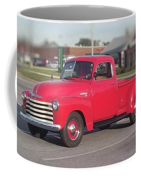 Classic Coffee Mug featuring the photograph Classic Red Chevy Truck by Pour Your heART Out Artworks