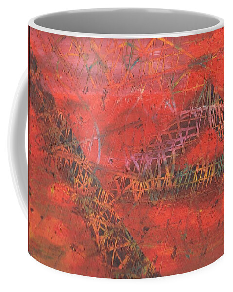 Red Coffee Mug featuring the painting Clawing through the Process by Esoteric Gardens KN