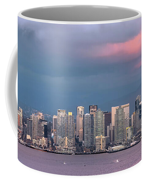 San Diego Sunset Storm Pink Coffee Mug featuring the photograph Clearing Storm by Dan McGeorge