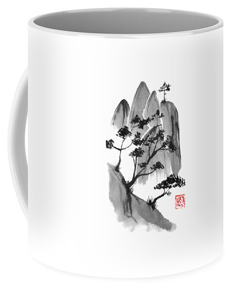 Cliff Coffee Mug featuring the drawing Cliff 02 by Pechane Sumie