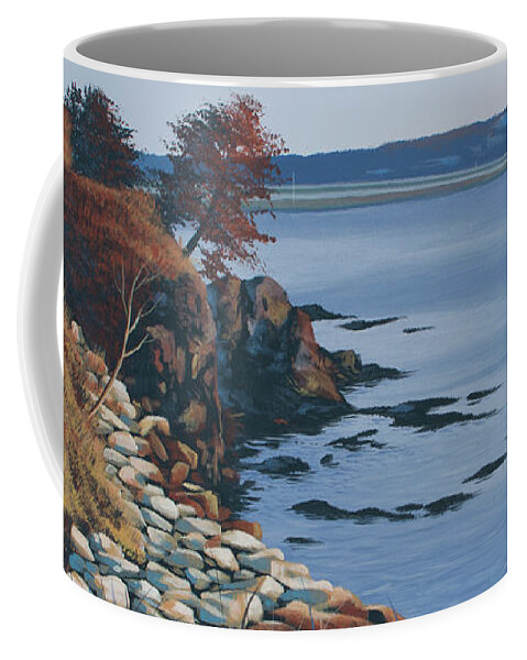 Landscape Coffee Mug featuring the painting Cliff Walk Dawn by Timothy Stanford
