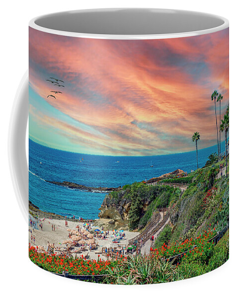 Laguna Beach Coffee Mug featuring the photograph Cliffs Beach Sunset Sea by David Zanzinger
