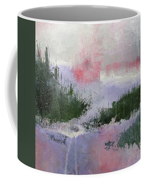 Climate Change Coffee Mug featuring the painting CLIMATE CHANGE II Abstract in Red Pink Purple Green by Lynnie Lang