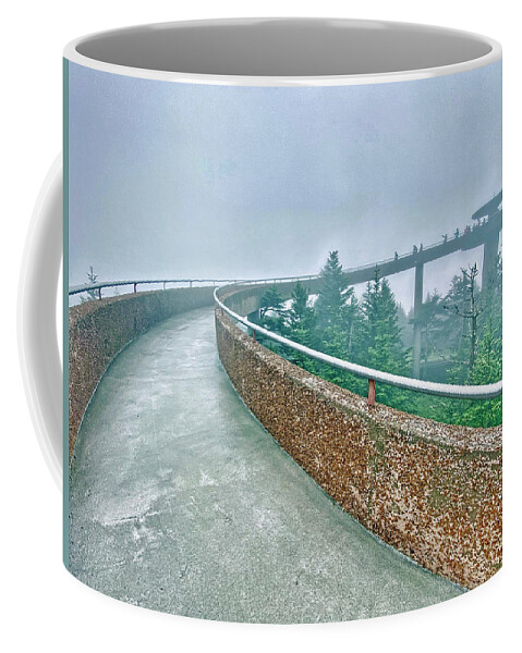 Clingman's Dome Coffee Mug featuring the photograph Clingman's Dome Tower in the clouds by Monika Salvan