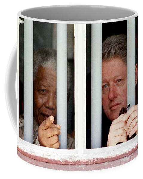 Clinton Coffee Mug featuring the photograph Clinton and Mandela by Rick Wilking