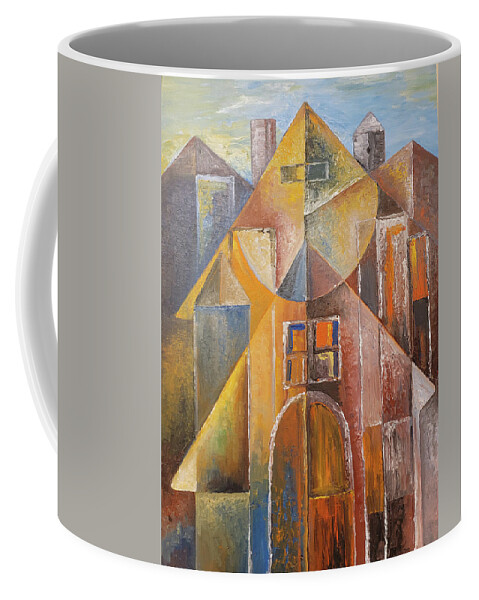 Abstract Coffee Mug featuring the painting Close Quarters by Obi-Tabot Tabe