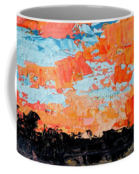 Sky Painting Coffee Mug featuring the painting Cloudscape Orange Sunset Over and Open Field by Patricia Awapara
