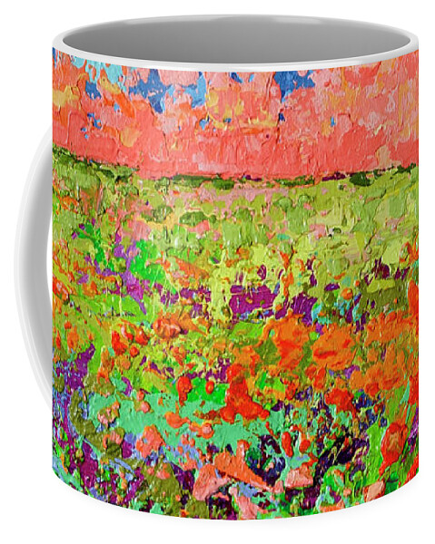 Bed Of Blooms Coffee Mug featuring the painting Cloudscape Vanilla Sunset on a Bed of Blooms Painting by Patricia Awapara