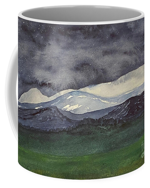 Night Coffee Mug featuring the painting Cloudy Night by Lisa Neuman