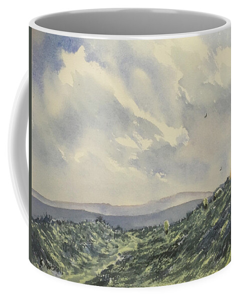 Watercolour Coffee Mug featuring the painting Cloudy Skies over Fat Betty by Glenn Marshall
