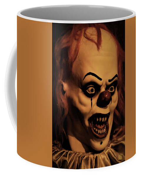 Clown Face Scary Close Red Teeth Halloween Coffee Mug featuring the photograph Clown by John Linnemeyer