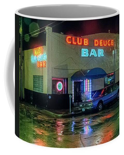 © 2021 Lou Novick All Rights Reversed Coffee Mug featuring the photograph Club Deuce Bar by Lou Novick