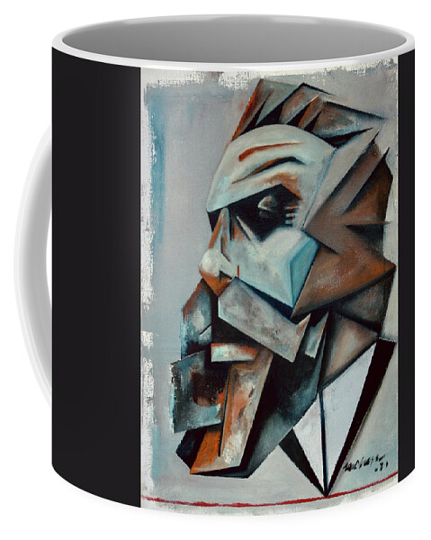 Karl Marx Coffee Mug featuring the painting Coadunation / Marx by Martel Chapman