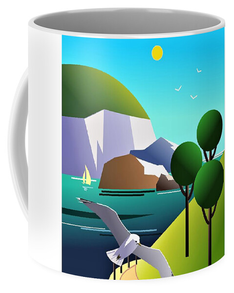 Coast Coffee Mug featuring the digital art Coast by Fatline Graphic Art