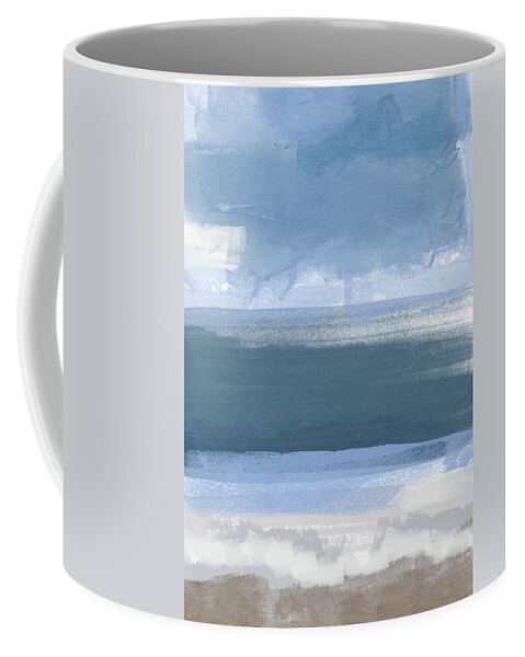 Coastal Coffee Mug featuring the painting Coastal- abstract landscape painting by Linda Woods
