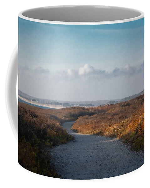 Coastal Coffee Mug featuring the photograph Coastal Autumn Gold by Linda Bonaccorsi