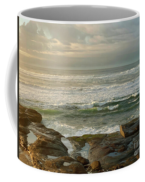 Sea Coffee Mug featuring the painting Coastal Dawn Light by Jeanette French