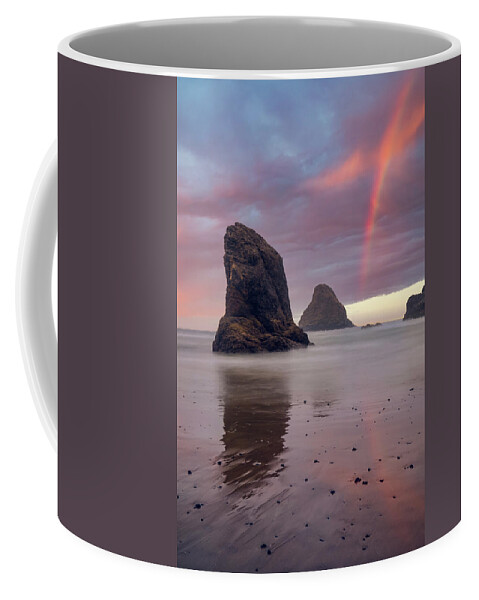 Oregon Coast Coffee Mug featuring the digital art Coastal Rainbow by Michael Rauwolf