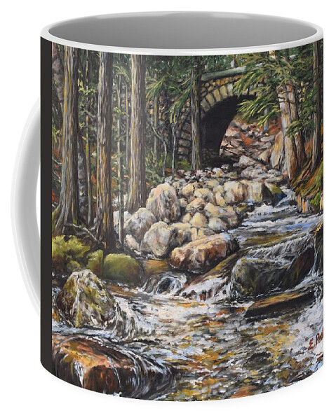 Maine Coffee Mug featuring the painting Cobblestone Bridge, Acadia National Park by Eileen Patten Oliver