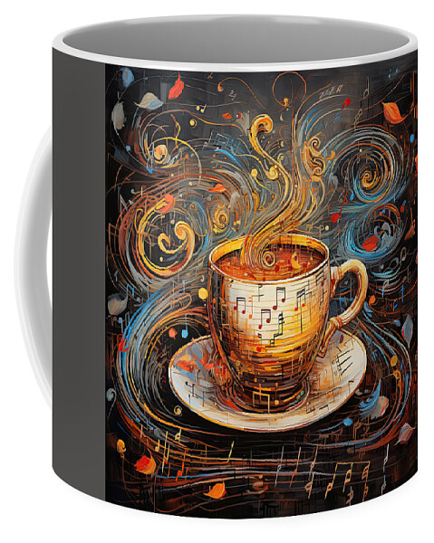 Coffee Coffee Mug featuring the digital art Coffee And Music by Lourry Legarde