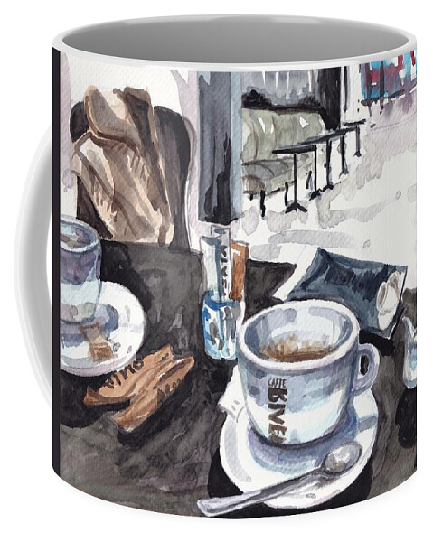 Coffee Coffee Mug featuring the painting Coffee Break by George Cret