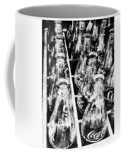 Cola Coffee Mug featuring the photograph Cola By The Crate In Black And White by Gary Slawsky