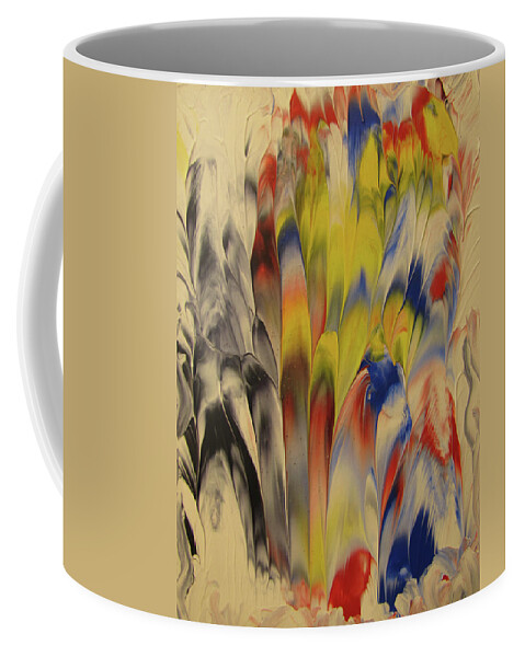 Abstract Coffee Mug featuring the painting Cold Flames of Autumn Acrylic by David Dehner by David Dehner