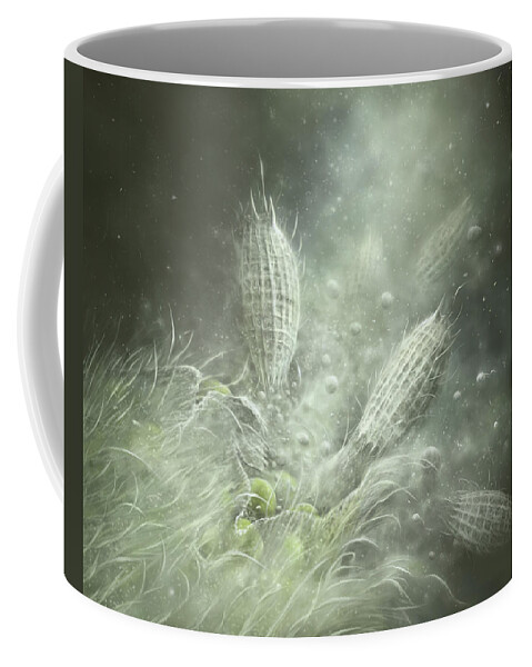 Protozoa Coffee Mug featuring the digital art Coleps Feeding Frenzy by Kate Solbakk