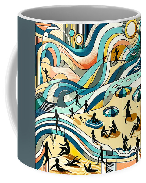 Abstract Collage Coffee Mug featuring the digital art Collage of people at the beach -3 by Movie World Posters