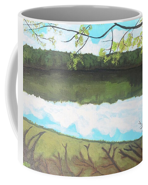  Coffee Mug featuring the painting Collins Pond by Jam Art