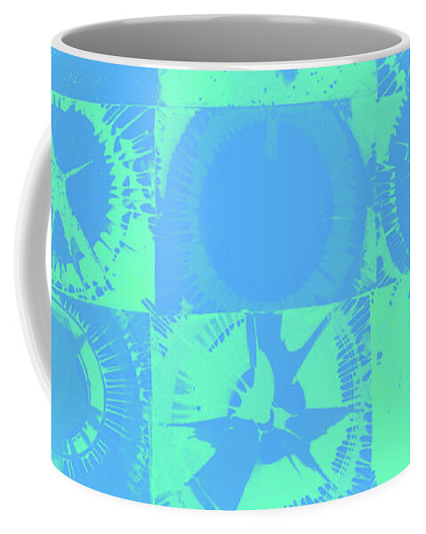 Circles Coffee Mug featuring the mixed media Color Explosion Green and Blue Version by Ali Baucom