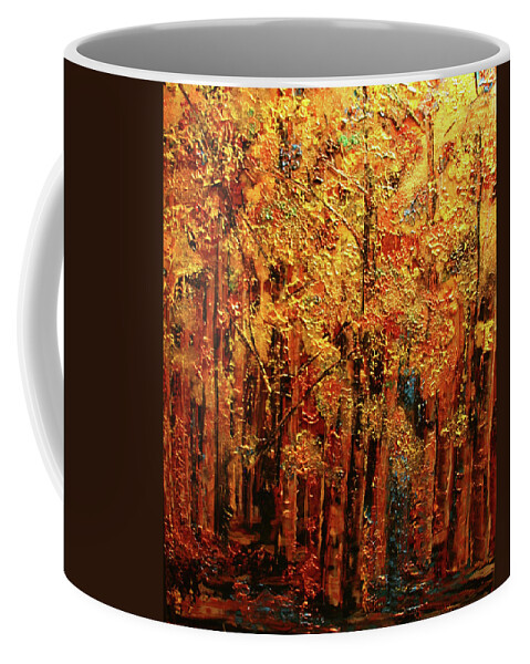 Aspen Coffee Mug featuring the painting Colorado Gold by Marilyn Quigley