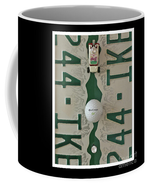 Colorado Coffee Mug featuring the mixed media Colorado Golf Print - Recycled License Plate and Golf Art by Steven Shaver
