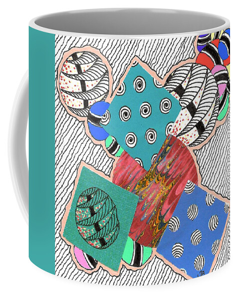 Zentangle Coffee Mug featuring the drawing Colored Claws by Jan Steinle