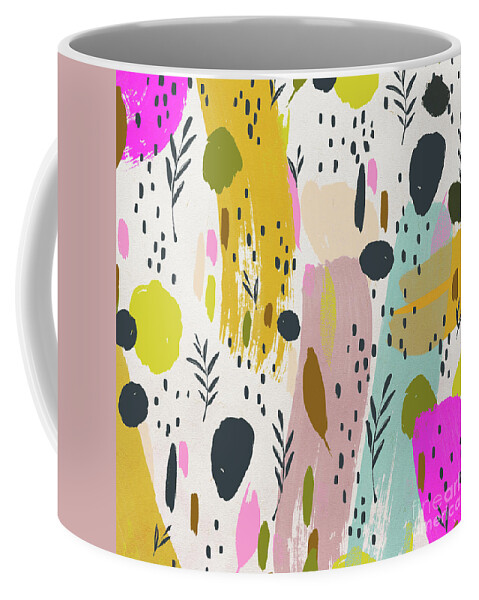 Colorful Abstract Coffee Mug featuring the painting Colorful Abstract Floral Watercolor Painting by Modern Art