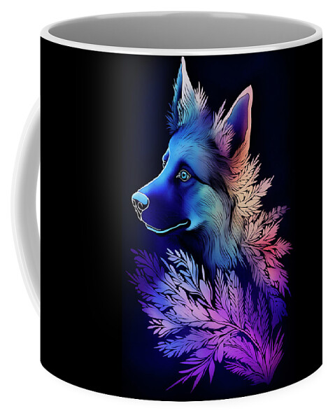 German Shepherd Dog Coffee Mug featuring the digital art Colorful Art Of A German Shepherd 2 by Angie Tirado