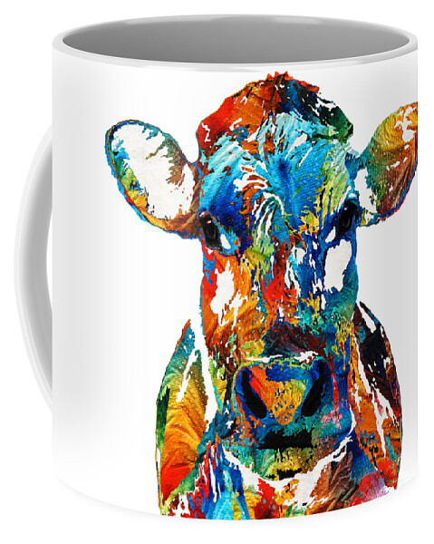 Bull Coffee Mug featuring the painting Colorful Cow Art - Mootown - By Sharon Cummings by Sharon Cummings