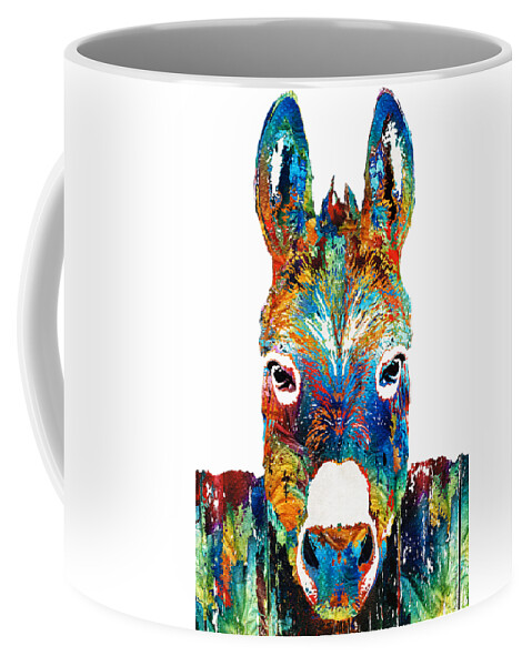 Donkey Coffee Mug featuring the painting Colorful Donkey Art - Mr. Personality - By Sharon Cummings by Sharon Cummings