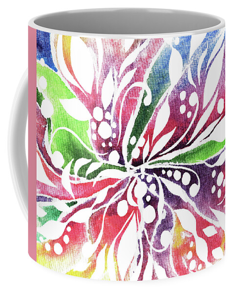 Floral Pattern Coffee Mug featuring the painting Colorful Floral Design With Leaves Berries Flowers Pattern V by Irina Sztukowski
